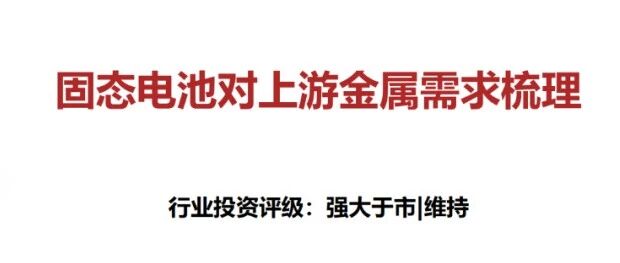 锂电池-固态电池对上游金属需求梳理